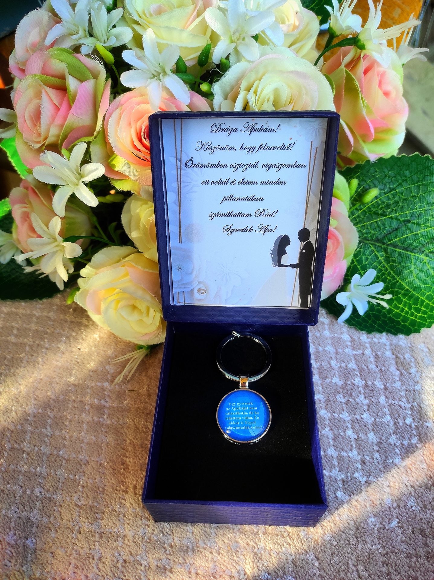 Ajándék örömapának esküvőre kulcstartó